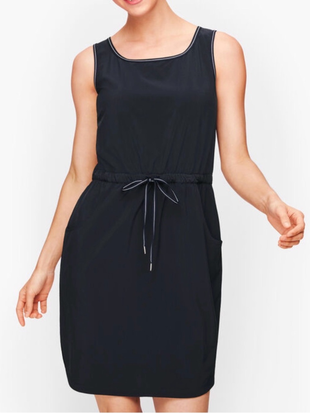 Talbots Black Sleeveless Shift Dress with Contrast Trim